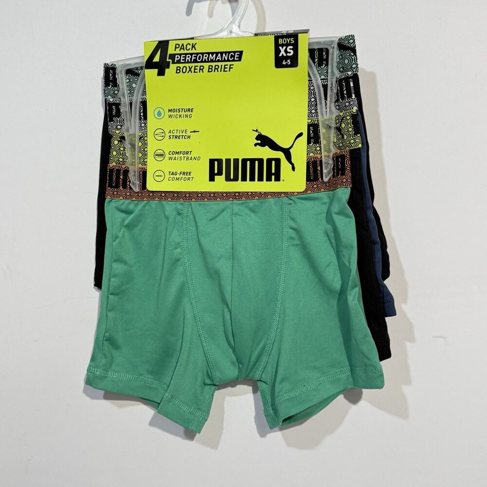 Puma Boys Boxer Briefs 4 Pack Performance Underwear Size XS 4-5 New